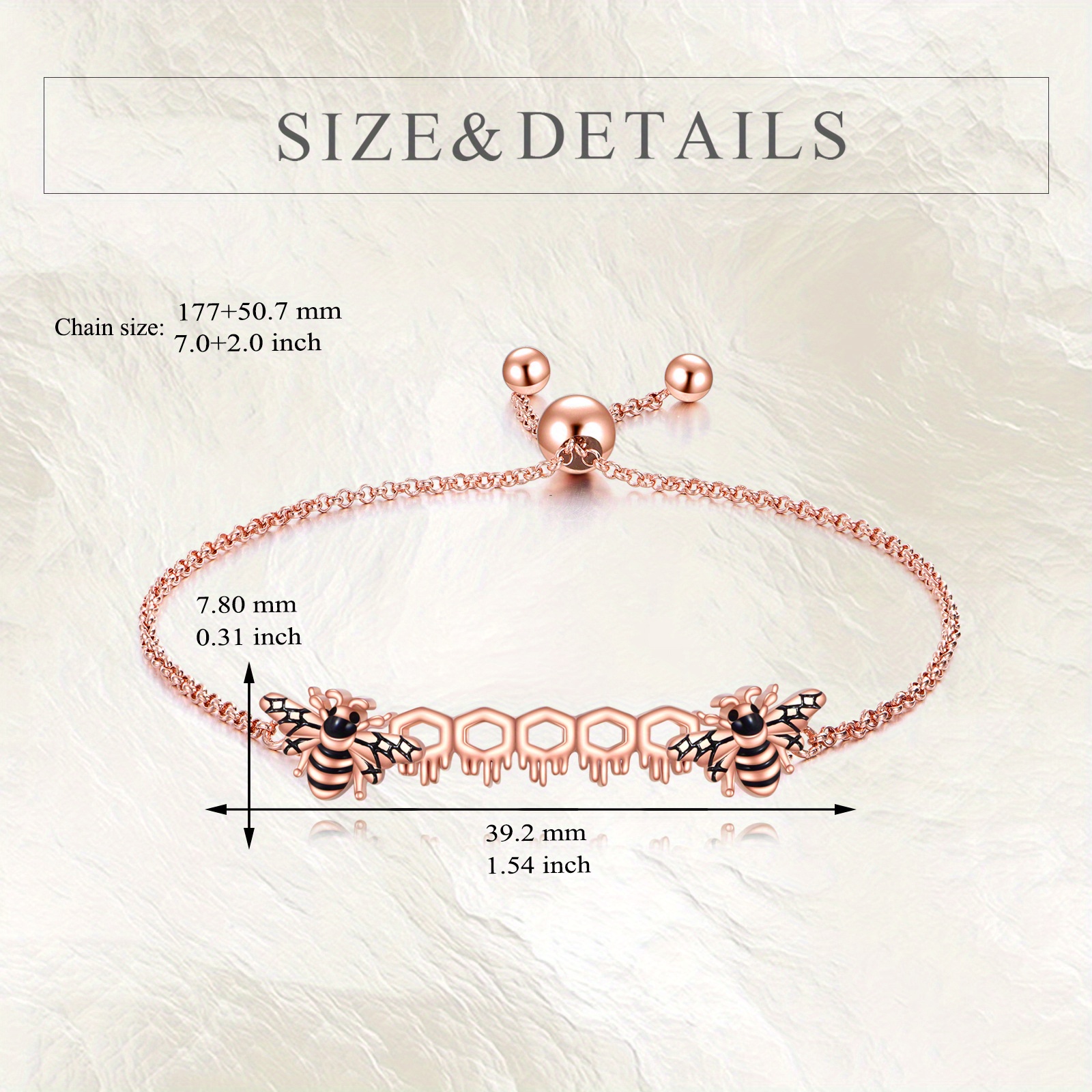 Bee Bracelet 925 Sterling Silver with Rose Bracelet for Women